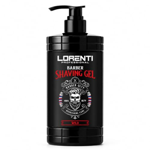 LORENTI TOKYO & SEOUL Barber Shaving Gel Men WILD 1000 ml - Gel da barba da uomo trasparente - per una rasatura precisa dei contorni della barba - Rinfresca la pelle