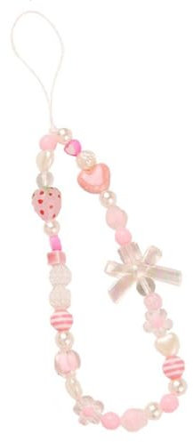 TSUOUKL 1pc Lanière de Téléphone en Perles, Chaîne Anti-Perte de Téléphone, Cordon Telephone Portable, Bijoux de Telephone, rose Longe de téléphone portable