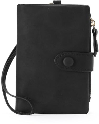 FALAN MULE Portafoglio da donna con protezione RFID, Pelle PU Portafoglio da Donna con 16 Scomparti per Carte di Credito, Chiusura Lampo e Cordino