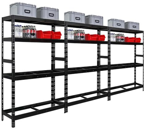 PROREGAL Mega Deal 3X Reifenregal Tiger HxBxT 180x120x40 cm bis zu 12 Reifen auf 2 Ebenen mit 2 Fachboden Schwarz Reifenständer