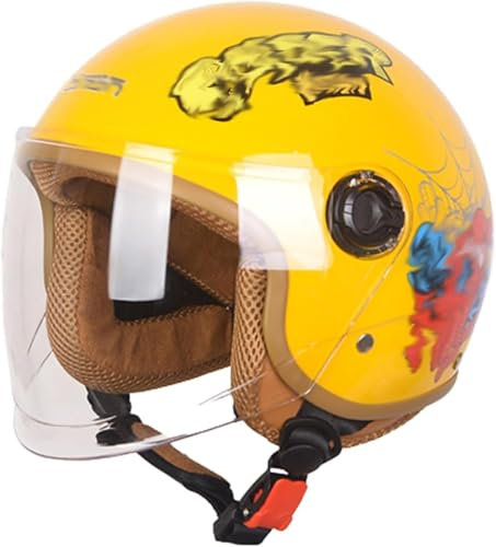 Casco De Motocicleta Para Niños, Niñas Y Niños, Con Certificación ECE, Casco Jet Para Niños Con Visera, Casco De Scooter, Casco De Ciclomotor, Casco De Bicicleta E,48-56CM
