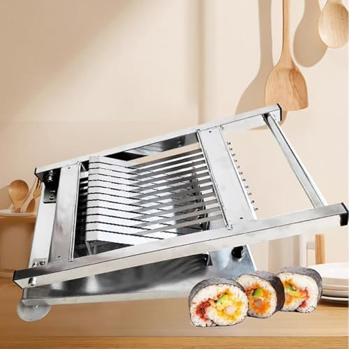 Mavdecll 12 Segment Sushi Roll Slicer, Stainless Steel Sushi Cutting Machine, Commercial Onigiri Slicer, Cutting Evenly, Save Time and Effort, Easy To Clean, for Western Restaurant