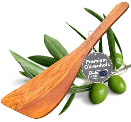 Paletta di alta qualità, 32 cm, in legno d'ulivo, made in EU, utensili da cucina sostenibili, legno d'oliva, facile da pulire e durevole (spatola da 32 cm)