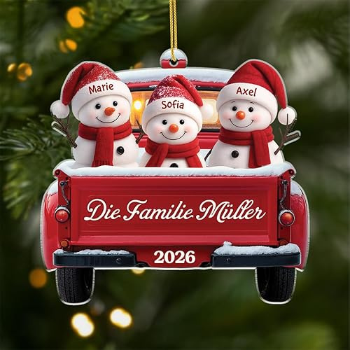 Geschenke Mall Personalisiertes Ornamente - Die Familie - Weihnachtskugel mit Namen, Personalisierte weihnachtsdeko, Personalisiert christbaumkugel (Modell #1)