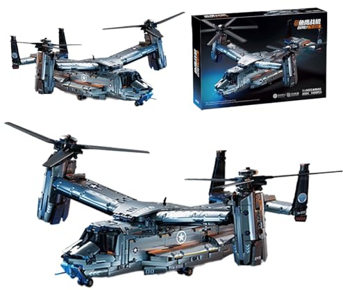 JOMIOD Technik Helikopter Bausatz, 1480 Klemmbausteine Technik Hubschrauber Modell, Der ultimative Osprey-Kampfhubschrauber-Bausatz für Militär- und Modellbau-Fans