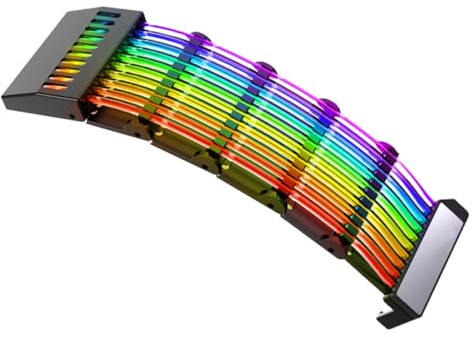 Alipis 24Pin Argb Beleuchtungsverlängerungskabel mit Ummantelung 5v 3-Pin für Motherboard/Netzteil/Pc Gehäuse mit 16 Millionen Lichteffekten aus ABS Material