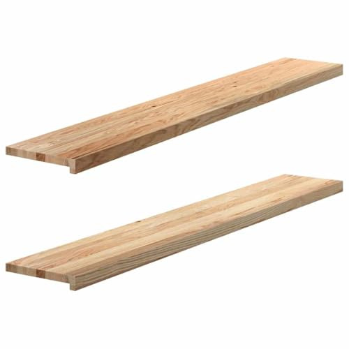 Copertura per davanzale della finestra, 2 pezzi, non trattato, 160 x 30 x 2 cm, in legno massello di rovere, per interni