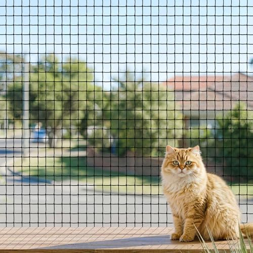 Katzennetz für Balkon 4×3 m,6×3m drahtverstärkt, ohne Bohren, bissfest, reißfest, UV-beständig. Katzenschutznetz für Terrasse, Fenster, Zaun, inklusive Befestigungsseil und Nägel.(6*3m)