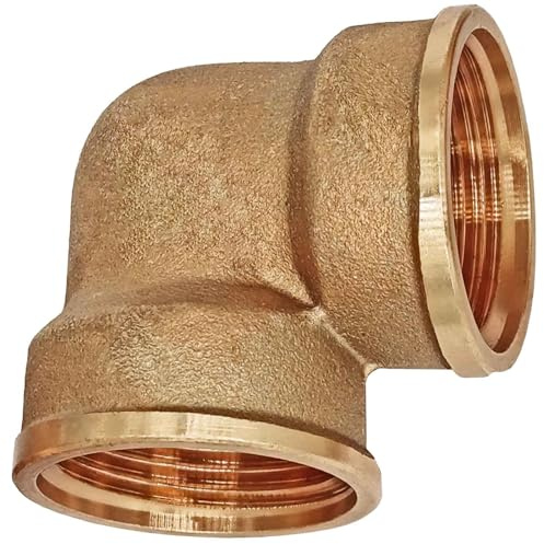MegaHaustechnik Gewindefitting Messing, Winkel 90 Grad, 1 1/2 Zoll IG | Trinkwasser geeignet, 1 1/2 Innengewinde-Innendurchmesser 45mm DN40 Rohr
