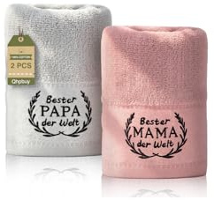 Qhpbuy Handtücher für Mama und Papa Geschenke für Eltern, Handtuch 35 x 75 cm Mama und Papa Geschenk für zu Vatertagsgeschenk Muttertagsgeschenk Weihnachten Geburtstag
