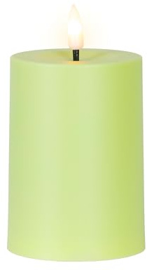 Lumineo Solar LED Kerze Outdoor 7x10cm Kunststoff - Solarkerze Gartendeko für Außen & Garten - Outdoorkerze batteriebetrieben - Dekokerze Stumpenkerze - Hellgrün Warmweiß