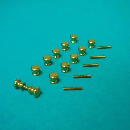 Yorkshire Miniatures 6 Pairs Of Brass Door Knobs, Dolls House Miniatures, 1/12 Scale,