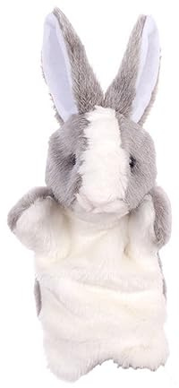Ameble Handpuppen Hase Tierhandpuppen Spielzeug Kinder Rollenspielzeug Weiches Plüschkaninchenspielzeug für fantasievolles Rollenspiel Geschichtenerzählen Lehrspielzeug, Tier, offener Mund, Plus