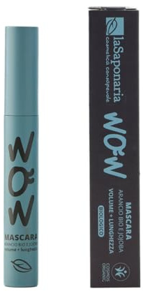 La Saponaria | Mascara Nero Bio, Mascara Volumizzante e Allungante con Arancio Bio e Jojoba – Ciglia Lunghe, Morbide e Intense – Effetto Volume + Lunghezza 10 ml