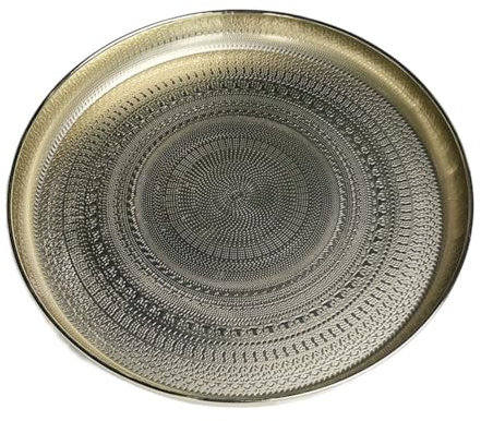 HUTSRAI Round Tray, 13inch-Serving Tray, Luxury Decorative Tray, Coffee Table Tray, Jewelry Tray Easy Install Gold