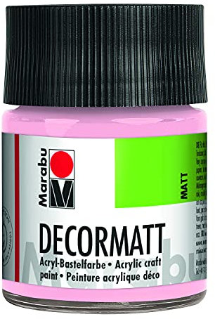 Marabu 14010005231 - Decormatt Acryl Wildrose 231, 50 ml, samtmatte Acrylfarbe auf Wasserbasis, cremig und farbintensiv, speichelfest, wetterfest, zum freien Malen und Schablonieren