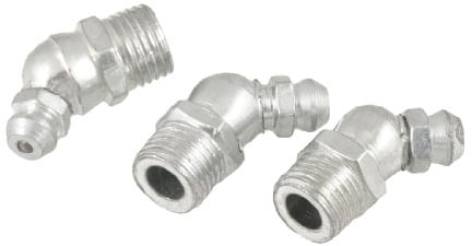 sourcing map 3 Stk. Schmiernippel Kegelschmiernippel M10x1 Gewinde 45 Grad Winkel Hydraulikschmiernippel Abschmiernippel Silbern