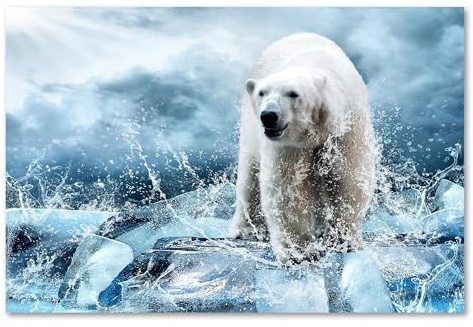 Postereck - 0197 - Eisbär, Eis Antarktis Schnee Eisberg Nordpol Bär - Wandposter Fotoposter Bilder Wandbild Wandbilder - Poster - 3:2-91,0 cm x 61,0 cm