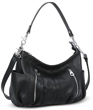 HESHE Damen leder-schulter-handtaschen umhängetasche hobo totes top griff tasche satchel und geldbeutel Schwarz （L） 11.81 x（H 9.45 x(W) 3.93” in