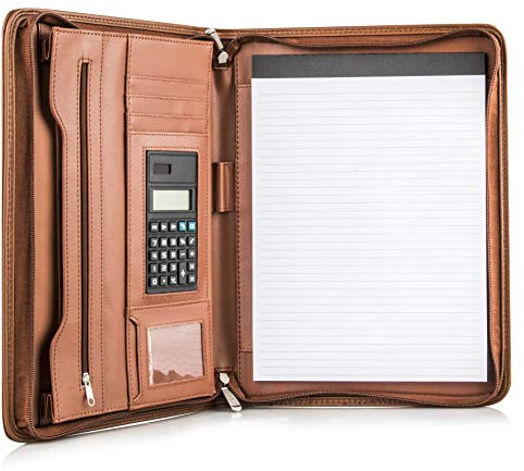 Cossini Premium Business-Portfolio mit Reißverschluss – Padfolio – Überlegene Geschäftseindrücke beginnen mit veganem PU-Leder, 10,1 Zoll Tablet-Hülle, Smart Storage, Solarrechner, Schreibblock,