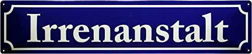 Irrenanstalt - Straßenschild geprägt Deko Blechschild 46 x 10 cm Blech STRG10