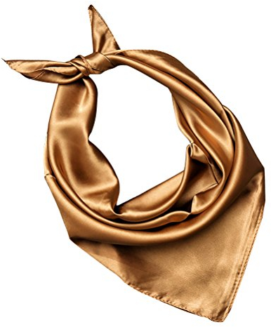 OULII Halstuch Damen Seide Vierecktuch Normallack Seidentuch weicher Schal (Gold)