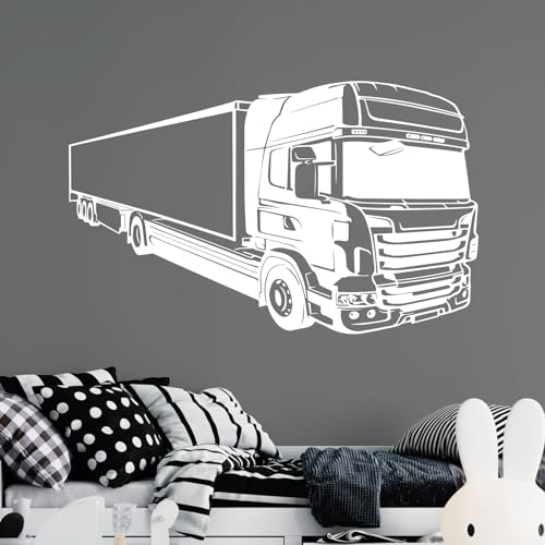Wandtattoo für LKW-LKW, LKW, Auto, groß, Weiß