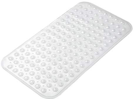 AmazerBath Bath Tub Mat, Medium Size 27.6 x 15 Inches Non-Slip Shower Mats with Suction Cups and Drain Holes, Bathroom Bathtub Mats Machine Washable (Clear)