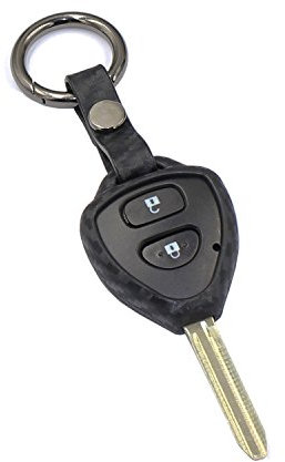M.JVisun Doux Silicone Caoutchouc Clef Coque Porte-clés pour Toyota 4Runner Avalon Camry Corolla Land Cruiser Matrix RAV4 Venza Yaris Scion iQ tC xB xD Pontiac Vibe Clé de Voiture -Noir-Rond Porte-clé