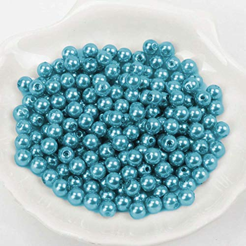 3 mm/Türkis dunkel) Glasperlen - Bastelperlen aus Glas rund - 30 Farben mit Loch Perlen zum Basteln auffädeln Armbänder Traumfänger bunt Set DIY Mini kleine große Kinder Bastelperlen Schmuck