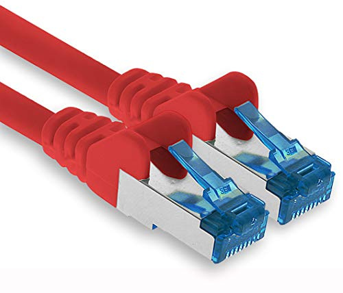 1aTTack.de Patch cable - 0.5m Ethernet, network, LAN cable CAT6a (for gigabit networks, routers, switches, modems with RJ45 input - red)