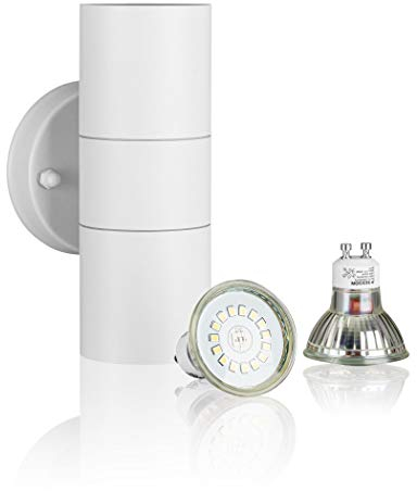 SEBSON Aussenleuchte, Wandleuchte Edelstahl weiß, up down, inkl. 2x GU10 LED Lampe 3,5W kaltweiß