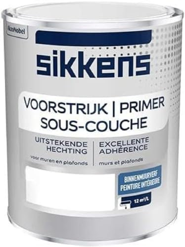 Sikkens - Peinture Sous-couche Intérieure Murs et Plafonds - Adhérence optimale, uniformise les fonds, finition lisse - Mat Blanc 1 L
