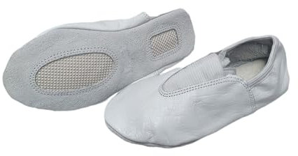 SKMAXO Pure Leather White Gymnastic Shoes in Children's and Adult's Sizes | Full Soft Sole Genuine Leather Training/Yoga/Trampoline Dance Shoes (Gymnastic, UK 4)
