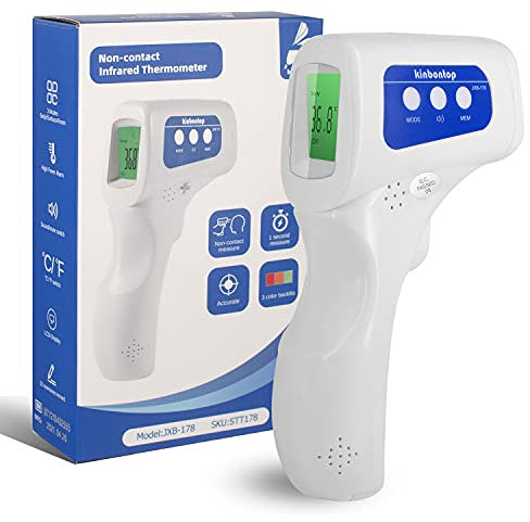Kinbontop Fieberthermometer kontaktlos, Infrarot Digitales Thermometer für Erwachsene, Kinder und Kleinkinder mit Hochtemperaturalarm und sofortigen, genauen Messwerten