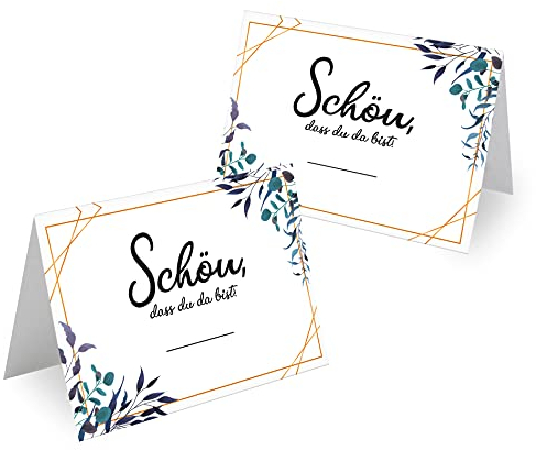 Tischkarten Hochzeit Geburtstag DIN A7 - Design Platzkarten zum Beschriften in vielen verschiedenen Designs (100x Stück, Blätter)