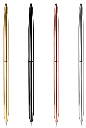 Molain Metall Kugelschreiber, Gold, 4 Stück, einziehbar schmal Kugelschreiber Metall Kugelschreiber Home School Office Supplies Geschenk für Business Office Studenten Lehrer