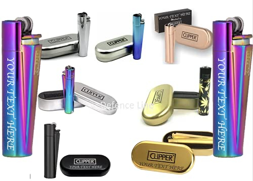 Limited Edition - Clipper Lighter ® Deep Laser Engraved Personalised Metal - Engraving Included for Birthdays, Anniversaries, Weddings and Valentines (BLACK)