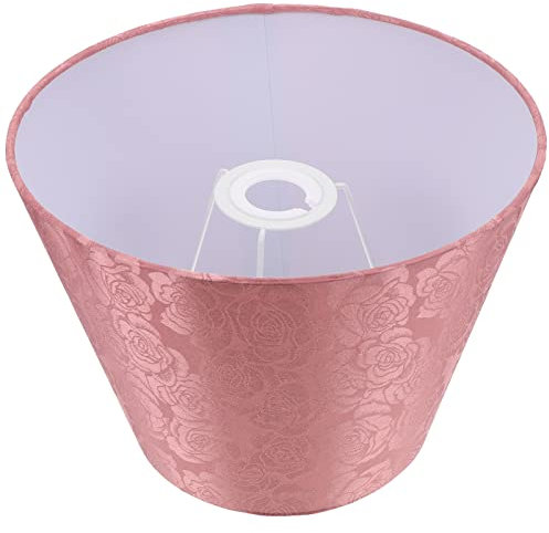 Lurrose Stoff Lampenschirm Tischlampe Stoffschirm Ersatzschirm Kronleuchter Lampe Schatten Rose Muster Stickerei Stehlampe Trommel Lampenschirm Textilschirm für für E27 E14 Bodenleuchte Dunkelrosa