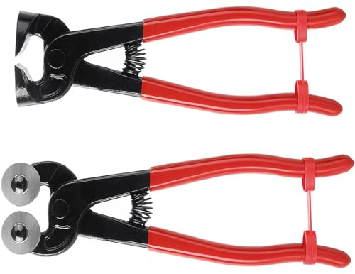 Acrux7 2Pcs Glass Tile Nippers Set 8 Inch Wheeled Glass Mosaic Nipper & 7.6 Inch Ceramic Tile Nipper Heavy Duty Tile Cutter Pliers with Soft-Grip Handle, Compound Tile Nippers Mosaic Tools (Red)