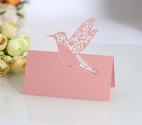 GIVBRO Tischkarten, Namenskarten, Vogel, Spitze, hohl, Platzkarten für Hochzeit, Bankette, Abendessen, Partys, Dekoration, 50 Stück