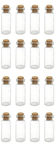 WYAN 16Pcs 10ML kleine Glasflasche,Mini Glasflaschen mit Korken,Luftdichte Flaschen mit Korken,Als Gastgeschenk Hochzeitsdeko Gewürzgläser