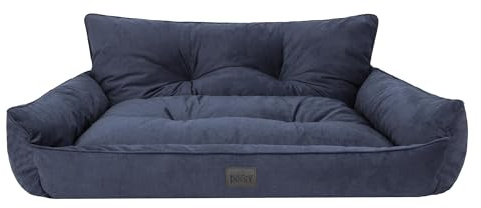 Bjird Hundebett - Hundekorb für kleine mittelgroße & große Hunde - Hundekissen - Hundesofa - EInfach zu reinigen - Joker Gesteppt - Größe: S: 64 x 49 cm - Navyblau Fancy
