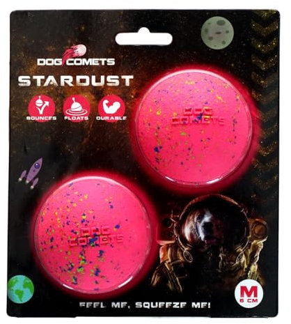 Dog Comets Ball Stardust Ø6 cm - Hundespielzeug Ball - Hundeball Naturkautschuk - Rosa - 2 stück