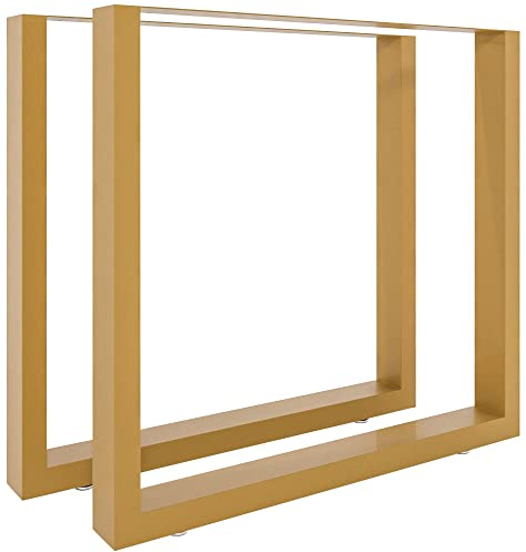 CLP 2er Set Tischbeine Velden I Tischkufen Aus Vierkantprofilen I Höhe 72 cm I Pulverbeschichtetes Gestell, Farbe:Gold, Größe:80 cm