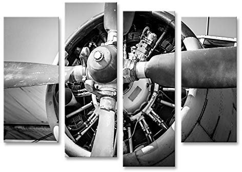 islandburner Bild auf Leinwand Old Vintage Jet Engine Wandbild Leinwandbild Bilder für Wohnzimmer GAUF-4erP