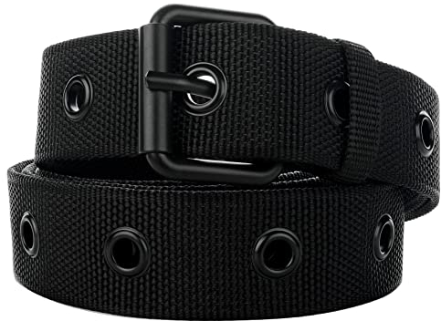 Awlyfm Gürtel Herren Nietengürtel Männer Stoffgürtel Schwarzer 150cm