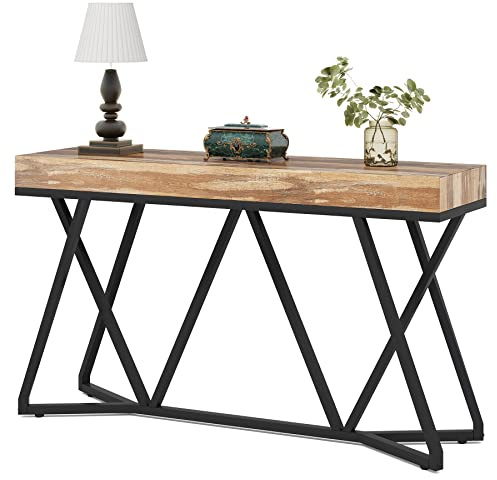 LITTLE TREE Sofa Console Table with Unique Metal Base, Entryway Table Behind Couch Table