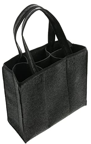 Flaschenträger Anthrazit, Filz, Facheinteilung für 6 Flaschen Maße: 37 x 16 x 32 cm, ohne Inhalt