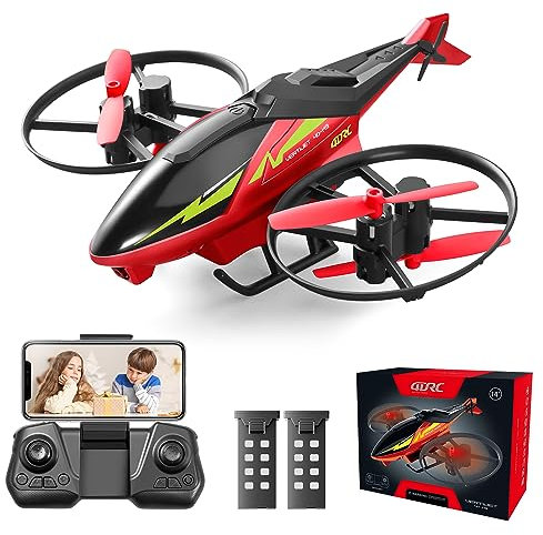 4DRC M3 Helicopter Drone with 1080p Camera for Adults Kids,HD FPV Live Video RC Quadcopter for Beginners Toys Gifts,With 2 Battery,3D Flips,Gestures Selfie, Altitude Hold, Trajectory (red)…